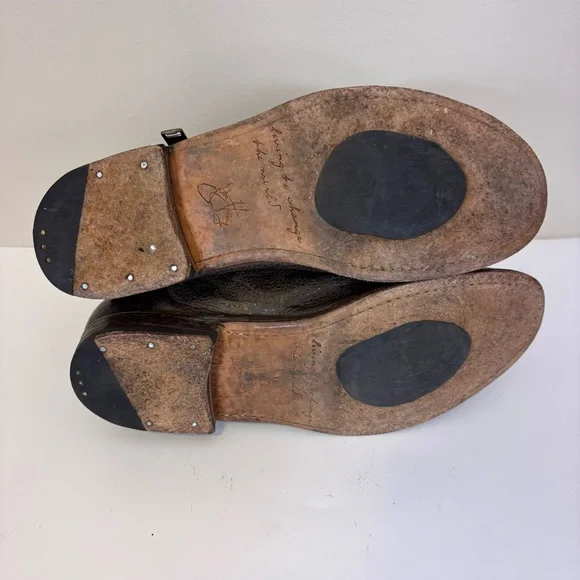 John Fluevog Brown Leather Ankle Boots with Zipper Expand Sides 8 - Picture 7 of 10